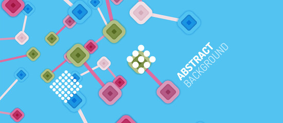 Abstract square dot connections, flat style multicolored geometric background for Wallpaper, Banner, Background, Card, Book Illustration, landing page or poster design