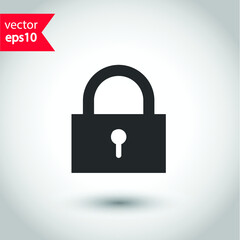 Lock vector icon. Private lock flat sign design. EPS 10 flat symbol pictogram