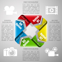 Modern four arrows origami style. Abstract template for background.