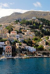 Naklejka premium Greece, Symi island, view of the town of Symi.