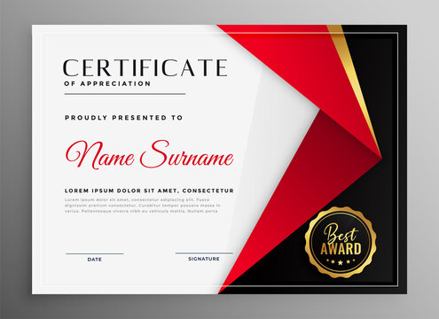 certificate of appreciation luxury red theme template design
