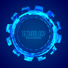 technology background with glowing gear blue design