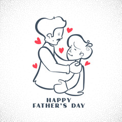 happy fathers day illustration with dad and son