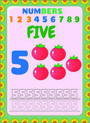 Preschool and toddler math counting fruit image design