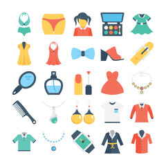 Fototapeta na wymiar Fashion and Clothes Colored Vector Icons 3