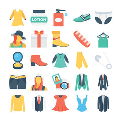 Fashion and Clothes Colored Vector Icons 4