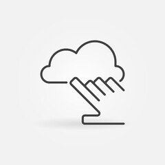 Hand with Cloud outline icon. Vector Cloud Computing concept sign in thin line style