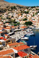 Obraz premium Greece, Symi island, view of the town of Symi.