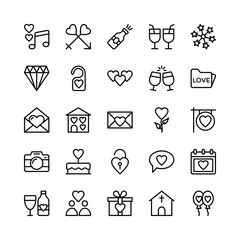 Love and Valentine Line Vector Icons 2
