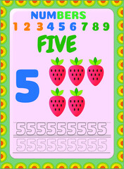 Preschool and toddler math counting fruit image design