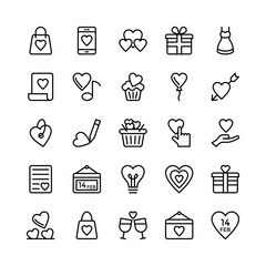Love and Valentine Line Vector Icons 4