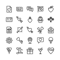 Fototapeta premium Love and Valentine Line Vector Icons 5 