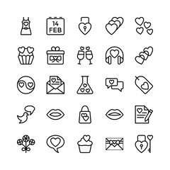 Fototapeta premium Love and Valentine Line Vector Icons 7