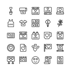 Love and Valentine Line Vector Icons 16