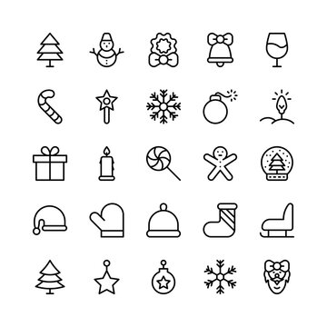 Christmas, Halloween, Party and Celebration Line Vector Icons 1