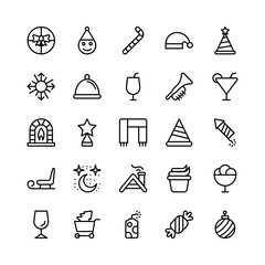 Christmas, Halloween, Party and Celebration Line Vector Icons 9