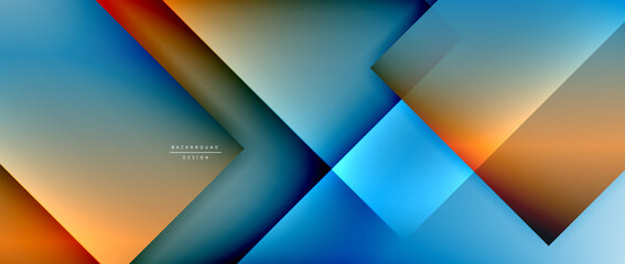 Square shapes composition, fluid gradient geometric abstract background. 3D shadow effects, modern design template