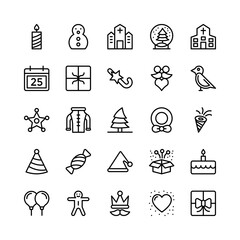 Christmas, Halloween, Party and Celebration Line Vector Icons 10