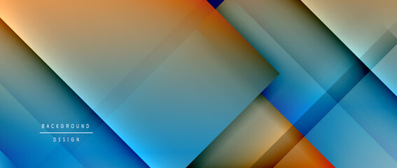 Fototapeta premium Square shapes composition, fluid gradient geometric abstract background. 3D shadow effects, modern design template
