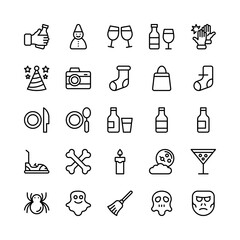Christmas, Halloween, Party and Celebration Line Vector Icons 20