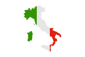 Italy map with flag illustration,textured background, Symbols of Italy - Vector illustration