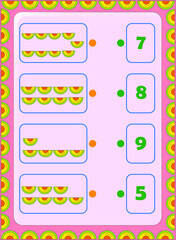 Preschool and toddler math counting fruit image design