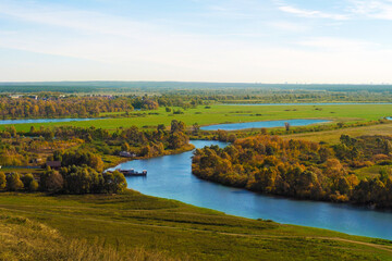 Toyma and Kama rivers in the autumn, top view. Elabuga, Russia