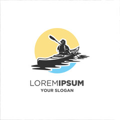 woman kayaking silhouette logo