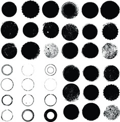Grunge post Stamps Collection, Circles. Banners, Insignias , Logos, Icons, Labels and Badges Set . vector distress textures.blank shapes.