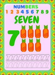 Naklejka premium Preschool and toddler math counting fruit image design