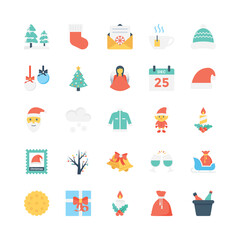 Fototapeta na wymiar Christmas Colored Vector Icons 2