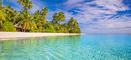 Landscape of paradise tropical island beach. Luxury design of tourism for summer vacation holiday destination concept.

