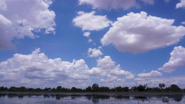 The time lapse of the clouds in the blue sky.