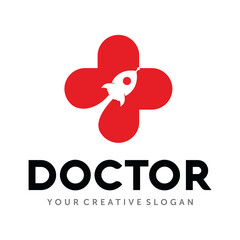 fast health logo, rocket health logo vector