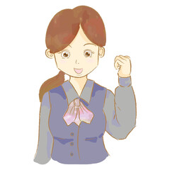 ガッツポーズする女性