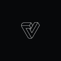 Professional Innovative 3D Initial V logo and VV logo. Letter V VV Minimal elegant Monogram. Premium Business Artistic Alphabet symbol and sign - obrazy, fototapety, plakaty