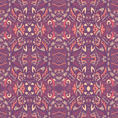 Abstract geometric floral colorful seamless pattern ornamental.