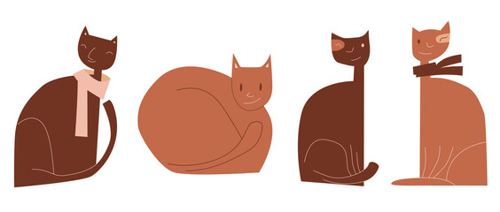 A cute funny cats - hand drawn illustration.