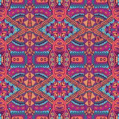 Tribal festive colorful vector abstract geometric ethnic seamless pattern ornamental. Mexican indian style psychedelic textile design