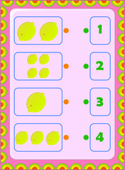 Preschool and toddler math counting fruit image design