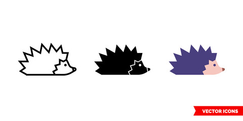 Hedgehog icon of 3 types. Isolated vector sign symbol. © mr.GAS
