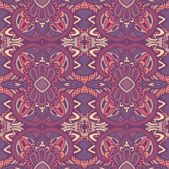 Vector seamless pattern ethnic tribal geometric psychedelic colorful print