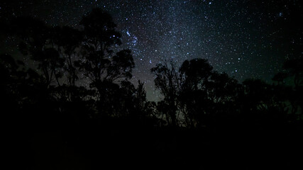 The Milky Way in the mountains of the Grampians National Park in  Victoria, Australia at a clear starry night in summer.