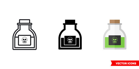 Poison icon of 3 types. Isolated vector sign symbol.