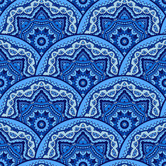 Seamless vector pattern mandala ornament. Vintage decorative tiled design