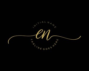 Initial E N handwriting logo vector. Hand lettering for designs