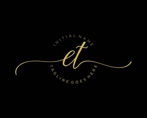 Initial E T handwriting logo vector. Hand lettering for designs