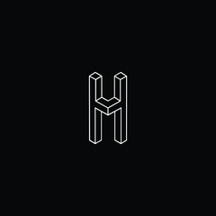 Professional Innovative 3D Initial H logo and HH logo. Letter R RR Minimal elegant Monogram. Premium Business Artistic Alphabet symbol and sign