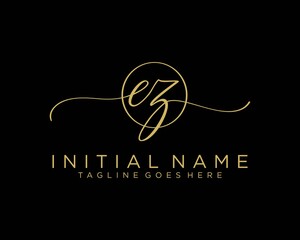 Initial E Z handwriting logo vector. Hand lettering for designs