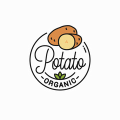 Potato vegetable logo. Round linear of potatos